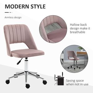 Sedia da Ufficio in Velluto con Schienale Medio, Girevole, Design a Conchiglia, per Studio e Camera da Letto, Certificata BIFMA, Sedia Direzionale in Alluminio e Nylon - Product Image 5