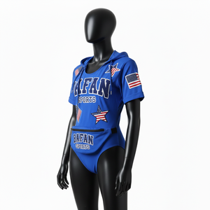 Traje de Baño Azul Océano de Nylon y Elastano de 240 GSM con Sensación de Lujo, Transpirable, Elástico, con Estampado de Parches y Logotipo Personalizado para Mujer - Product Image 5