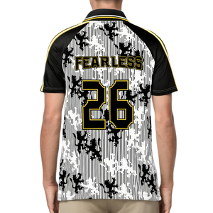 Camiseta de Fútbol Sublimada en Blanco y Negro para Hombre Fearless, Manga Corta, Cuello en V, Poliéster que Absorbe la Humedad, Ropa para Todas las Temporadas - Product Image 4
