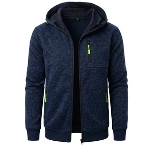 Sudadera con capucha de invierno para hombre, con cremallera, de felpa, holgada, con logo personalizado, lisa, estilo urbano, al por mayor - Product Image 4
