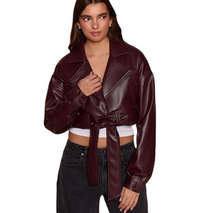 <b>Women's</b> Black Cow Leather <b>Parka</b> Breathable Knitted Fabric <b>Waterproof</b> Regular Solid Pattern Winter Autumn Jackets OEM - Product Image 1