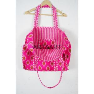 Bolsa de Compras de Algodón Vintage Hecha a Mano en India con Estampado Serigrafiado para Mujer, Bolsa de Hombro con Diseño Acolchado de Rajasthan - Product Image 5