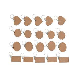 Porte-clés vierges en MDF naturel pour l'artisanat, la peinture, la résine, le découpage, la base de porte-clés Mandala - Product Image 1