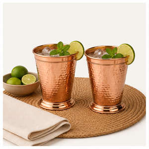 Wholesale Pure <b>Copper</b> Mint Julep <b>Cup</b> Set Traditional Handcrafted Hammered <b>Copper</b> Tumbler with Beaded Rim for Barware - Product Image 6