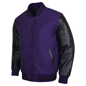 Chaqueta Varsity Personalizada de Lana para Hombre, con Cuero Genuino, Logos Bordados, Parches y Etiquetas - Product Image 4