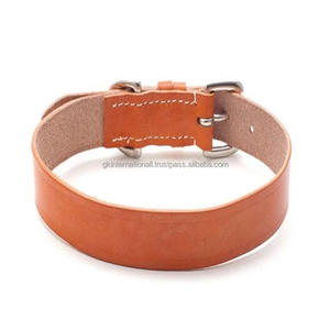 Collar de perro acolchado de cuero genuino de lujo, la mejor calidad, grano completo, resistente, de cuero genuino, Collar para mascotas, accesorios de latón - Product Image 1