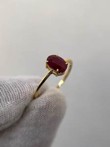 แหวนทับทิมธรรมชาติทรงรี ดีไซน์หรูหรา เงินแท้ 925 ชุบทอง 14K แหวนหมั้น แหวนขอแต่งงาน ของขวัญสำหรับผู้หญิง - Product Image 4