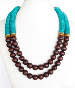 High Quality Wooden Trendy <b>Statement</b> <b>Necklace</b> Beaded Chain Fancy Stylish Bohemian Design Unisex Jewelry Wedding Party ANEES - Product Image 4