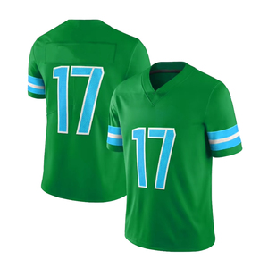 Maillot de football américain numéro 17, col en V, manches courtes, polyester anti-humidité, vêtements pour hommes adultes - Product Image 6