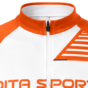 Maillot de cyclisme orange et blanc à manches courtes, fermeture éclair intégrale, respirant, séchage rapide, léger, pour vélo de route, performance, course, vêtements de sport - Product Image 5