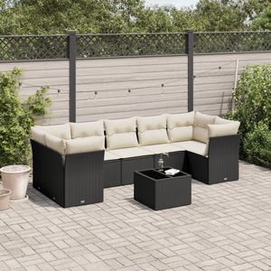 Set Divano da Giardino in Rattan Nero 6 Posti Resistente alle Intemperie Arredamento da Esterno Design Contemporaneo - Product Image 1