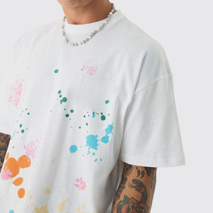 เสื้อยืดทรงบ็อกซี่ แขนเสื้อแบบดรอปไหล่ ผ้าฝ้าย 100% คุณภาพสูง หนานุ่ม สำหรับผู้ชาย ป้องกันรอยยับ แห้งเร็ว ดีไซน์สั่งทำพิเศษ - Product Image 4