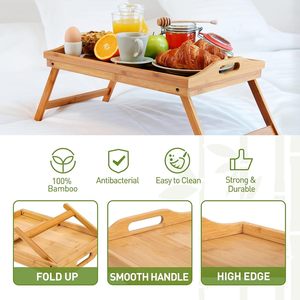Bandeja de Madera para Desayuno en Cama con Patas Plegables, Mesa Portátil para Cama, Bandeja de Madera Ecológica y Duradera Disponible - Product Image 6