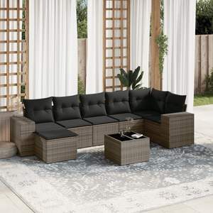 Conjunto de Sofás de Jardín Gris Oscuro, 6 Plazas, Muebles de Ratán para Exteriores, Diseño Contemporáneo - Product Image 3