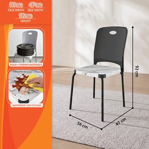 Modern <b>Dining</b> <b>Chair</b> <b>Plastic</b> Side <b>Chair</b> with Oval Backrest Marble Look Seat for Home Hotel Apartment - Product Image 3