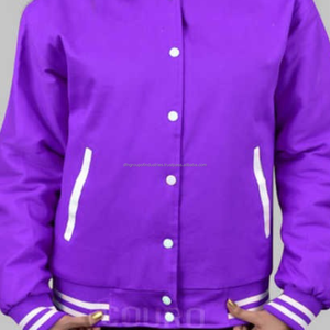 Chaquetas de béisbol con bordado de chenilla y logotipo personalizado unisex, chaqueta de sarga de algodón con cuello levantado para hombre - Product Image 4