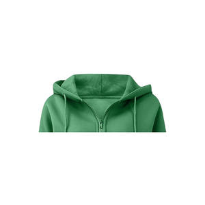 Sweat à capuche d'hiver pour femme 100% coton molletonné écologique respirant coupe-vent brodé surdimensionné avec logo frontal uni bleu foncé OEM - Product Image 4