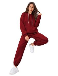 Sweat-shirt à capuche hip-hop pour femmes grande taille avec logo personnalisé, motif à carreaux, en molleton de coton, ensemble de jogging pour l'hiver, survêtements - Product Image 2