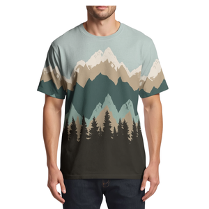 Camiseta de sublimación para hombre con estampado de montaña, estilo oversized, para actividades al aire libre - Product Image 1