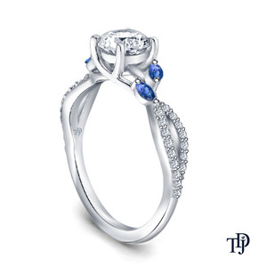 Anillo de Oro de 10K con Hojas Inspiradas en la Naturaleza y Zafiro Azul Marquesa Cultivado en Laboratorio, Venta al por Mayor y Menor, Joyería Internacional OEM - Product Image 3