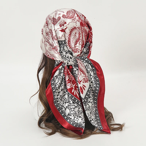 Satin Square Scarf Women Muslim Hijab Elegant 2026 Print Silk Neckerchief <b>Shawl</b> <b>Wraps</b> Headband Handle Hair Accessories Bandana - Product Image 2