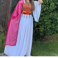 Robe de mode en mousseline unie brodée de dentelle tribale afghane Kuchi, ensemble de costume traditionnel de fête Pashtun Balochi