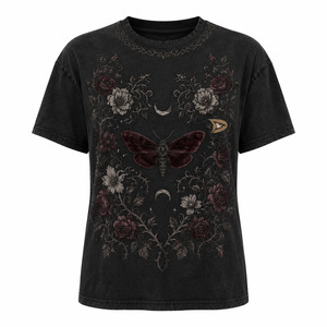 เสื้อยืดผู้หญิงสไตล์ Y2K ปักลายปักเลื่อมหรูหรา ลายเกมเดย์ ผ้าฝ้าย 100% ทรงหลวม คอกลม แขนสั้น - Product Image 1