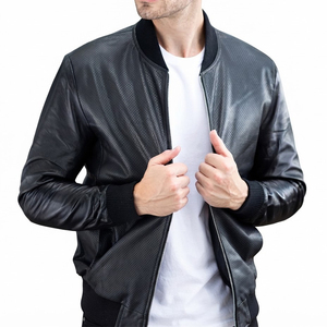 Blouson Bomber Homme en Cuir PU le Plus Vendu, Style Moto Biker, Fermeture Éclair Avant, Col Rabattable, Respirant, Vêtement d'Extérieur Décontracté pour l'Automne - Product Image 3