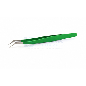 Pince à épiler de précision verte en acier inoxydable à pointe lisse pour l'application d'extensions de cils volumineuses - Product Image 4