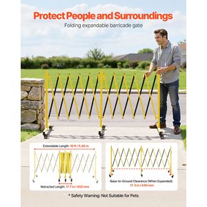 18FT Portable Folding Double Expandable Industrial <b>Safety</b> Barricades Flexible Mobile Barrier Locking Casters <b>Roadway</b> Products - Product Image 3