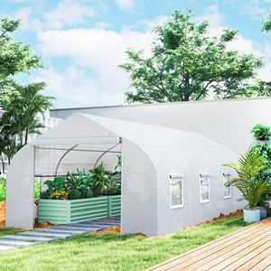 Serra a tunnel ecologica 20FT X 10FT X 7FT con porta avvolgibile, grande serra calda per coltivazione idroponica in giardino, in legno e metallo - Product Image 2