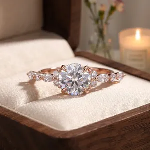 Bague de fiançailles en diamant blanc taille brillant 6 mm |   Bague en or 18 carats avec diamants de laboratoire |   Bague de Mariage Minimaliste pour Femme Certifiée IGI - Product Image 3