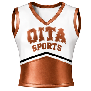 Ensemble d'uniforme de cheerleading en cuivre, haut sans manches à col en V, jupe plissée, tenue de danse pour équipe sportive, vêtements de sport pour compétition - Product Image 3