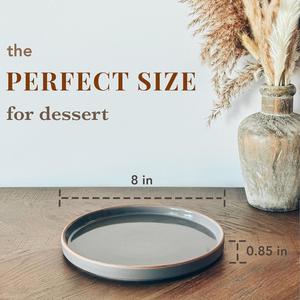 Assiette à dessert en céramique compacte de 8 pouces, finition brillante élégante et discrète, design empilable pour gagner de la place, idéale pour les pâtisseries et les friandises - Product Image 6