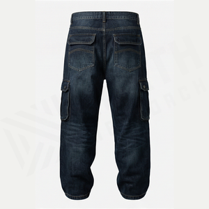 Men's Dark Wash Denim Straight-leg Jeans High Waist Regular Fit Cotton Solid Woven Utility Style Autumn <b>Winter</b> Summer Casual - Product Image 2