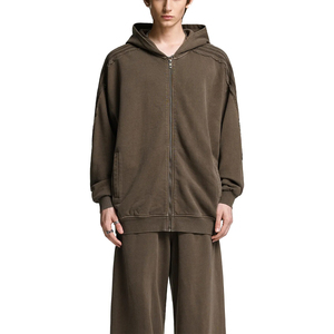 Sweat à capuche en molleton de coton personnalisé avec fermeture éclair, broderie unie du logo, couleurs et tailles sur mesure, service OEM, usine de vêtements professionnelle - Product Image 2