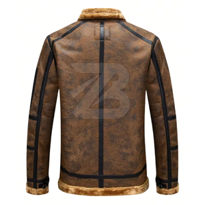 Men's Cowhide Leather Mandarin Collar Slim Fit Winter Motorcycle <b>Jacket</b> Waterproof Breathable <b>Heated</b> Faux Fur Lining Zipper - Product Image 4