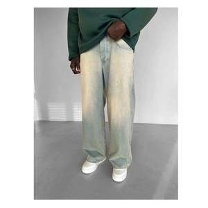 Pantalones Cargo de Mezclilla para Hombre, Corte Holgado, Cintura Media, Pierna Ancha, Estilo Casual Urbano, Color Sólido, Tela de Algodón, Estilo Veraniego - Product Image 5