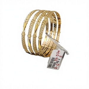 22K Solid <b>Gold</b> <b>Bangles</b> <b>Set</b> for Women 4 Pcs Handcrafted Traditional Indian Wedding Jewelry Real Yellow <b>Gold</b> Bracelet Gift - Product Image 2
