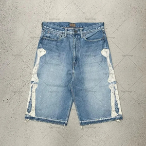 Pantalones Cortos de Mezclilla Holgados para Hombre, Precio de Fábrica al por Mayor, Diseño Personalizado, con Orificios Deshilachados, Largura hasta la Rodilla - Product Image 1