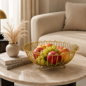 Premium PVD Coated Stainless Steel Fruit Bowl | Modern Gold <b>Wire</b> <b>Basket</b> for Kitchen Dining Table Home Decor Elegant <b>Storage</b> Rack - Product Image 3