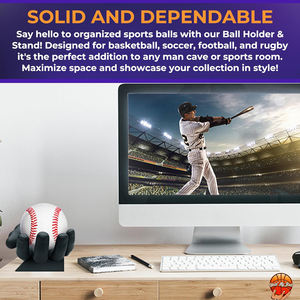 Hold <b>My</b> Ball Small Hand Sculptured Resin Wall Mount Ball Holder Stand Compact Rack for Baseballs Cricket Balls Durable Sports - Product Image 4