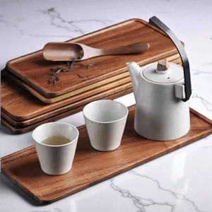 Plateau de service en bois moderne, léger, multifonctionnel, pour le thé, le café, les aliments, le petit-déjeuner, les collations, la cuisine, la salle à manger, l'utilisation à domicile - Product Image 1