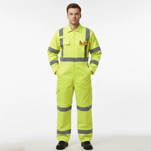 Combinaison de sécurité personnalisée en polyester ignifuge verte pour homme, bande réfléchissante haute visibilité CLASSE 2, LED clignotante, imperméable, 5 pièces personnalisées - Product Image 5