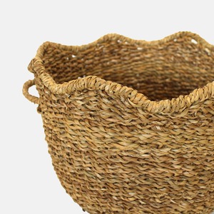 ตะกร้าเก็บของขอบลายหอยเชลล์จากหญ้าทะเลธรรมชาติ ตะกร้าเก็บของทำมือ ขายส่ง เป็นมิตรกับสิ่งแวดล้อม ผลิตในเวียดนาม - Product Image 6