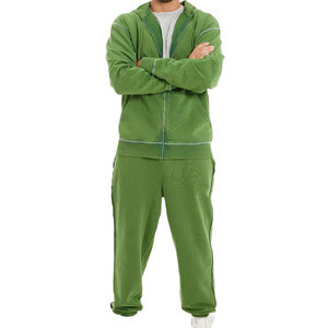Wholesale Men's Acid Wash Zipper <b>Hoodie</b> Jogger Tracksuit Cotton Fleece Casual Two Piece Streetwear Fashion Zipper Tracksuits - Product Image 3