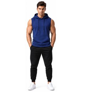 Custom <b>Men</b> <b>Sleeveless</b> Hoodie Cotton Fitness Workout Training Sportswear OEM ODM Private Label Wholesale Manufacturer Supplier - Product Image 6