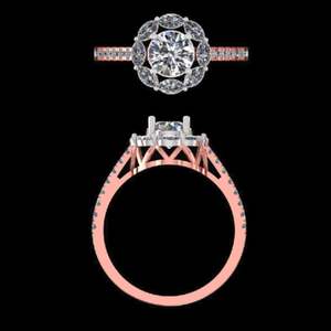 Elegante anillo de compromiso solitario con diamante redondo de talla brillante en oro rosa de 18 quilates con engaste de seis puntas, joyería nupcial clásica, regalo. - Product Image 3