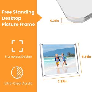 Set di 4 Cornici Portafoto in Acrilico Autoportanti 5x7 Pollici, Verticali e Orizzontali, Supporto da Tavolo per Foto in Plastica - Product Image 6
