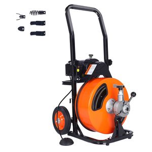 Macchina per la pulizia delle fognature con alimentazione automatica, 30,5 m x 3/8 pollici, con 4 lame e fresa ad aria compressa - Product Image 1